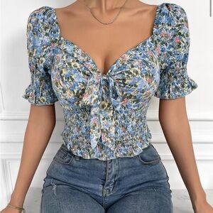 Floral smocked top
